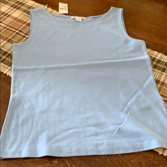 Casual Corner Cotton Sleeveless Top w/Bling Medium - Picture 1 of 5